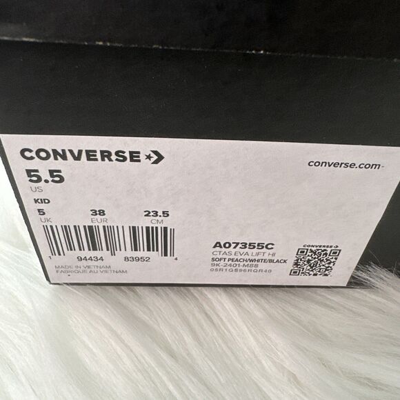 Converse CTAS HI Soft Peach/White Size Kids 5.5 butterflies Casual Shoes A07355C - Picture 11 of 11